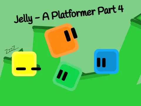 Jelly 4 platformer logo with colorful jelly character