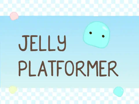 Jelly Platformer game logo featuring Jelly character underwater
