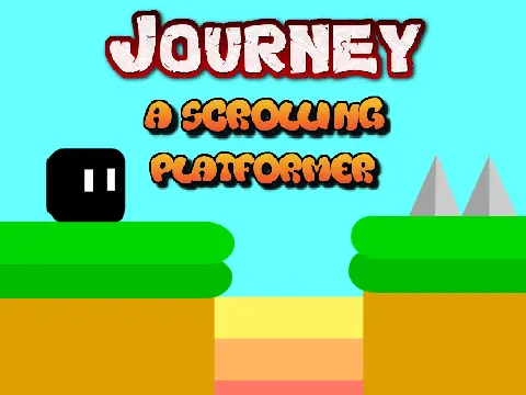 Journey mobile friendly scrolling platformer logo cover featuring lava hazards and adventurer character