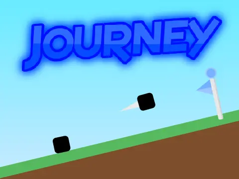 Journey multiplayer scrolling platformer logo cover featuring lava and checkpoint flags
