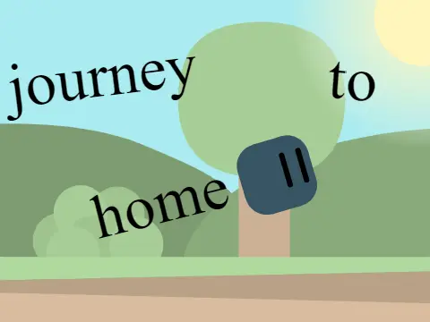 Journey to Home platformer game logo with cube character and level backdrop