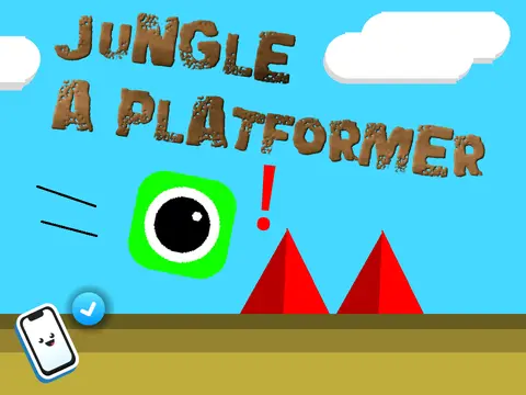Jungle platformer logo - lush tropical forest adventure theme