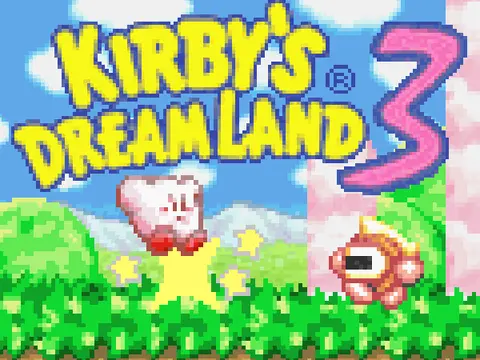 Kirby's Dreamland 3 fan scrolling platformer game logo