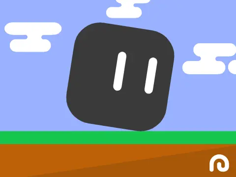Land Escape Platformer game logo featuring platformer character and flag