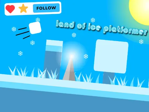 Land of Ice Platformer logo featuring icy terrain and hazards