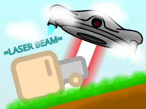 Laser Beam platformer logo featuring laser propulsion flight mechanic