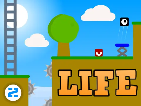 Life scrolling platformer logo cover featuring diverse gameplay elements like water and moving platforms