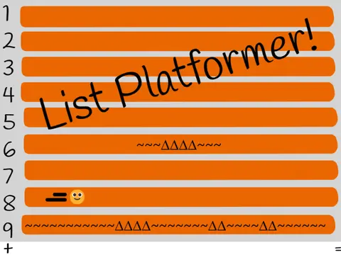 Screenshot or logo for the List Platformer game featuring text characters