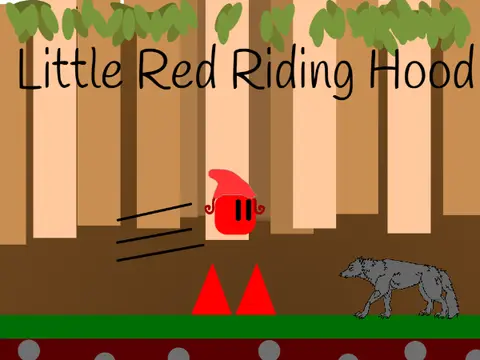 Little Red Riding Hood platformer logo featuring Red and the wolf in fairy tale style