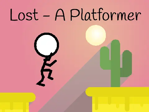 Lost desert platformer logo featuring cactus and desert landscape theme