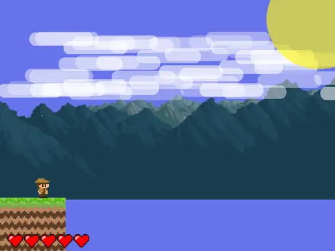 Lost platformer logo cover featuring pixel art mountain and city parallax background