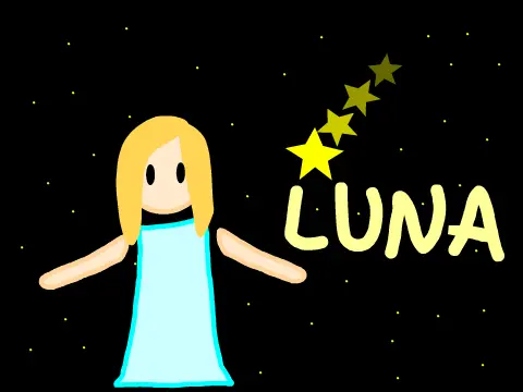 Logo for Luna Platformer featuring the original character Luna