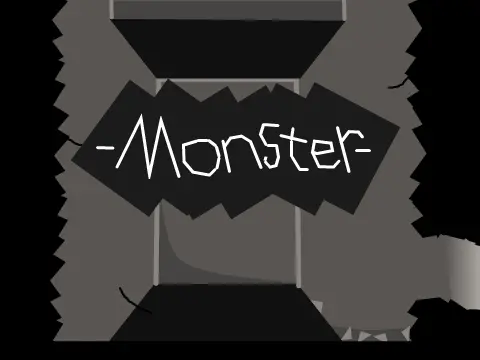 M O N S T E R platformer logo - dark abstract design representing evolution