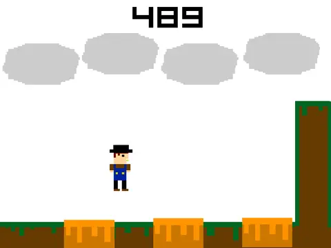 Magic hatter platformer logo cover featuring pixel art character and magical hats