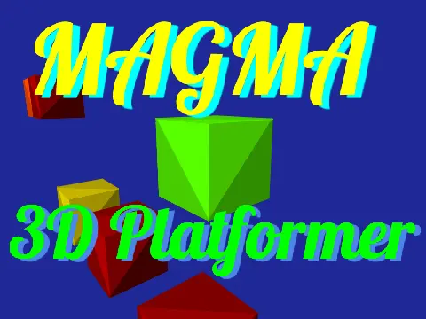 Magma 3D platformer logo cover featuring volcanic environment and racing mode