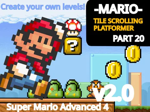 Mario tile scrolling platformer logo - Scratch level editor with Mario aesthetic