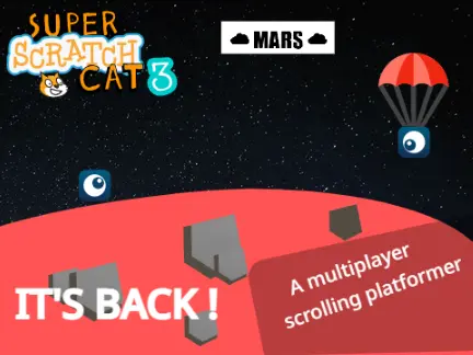 Mars Part 3 logo cover featuring multiplayer scrolling platformer with laser shooter elements
