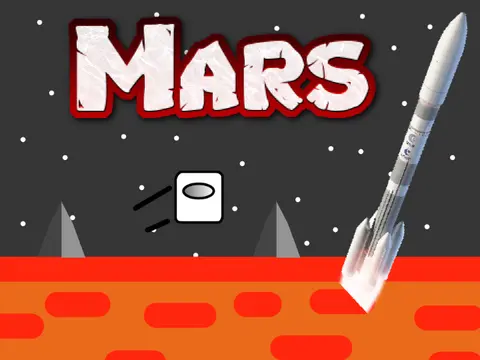 Astronaut character platforming on Mars landscape with obstacles