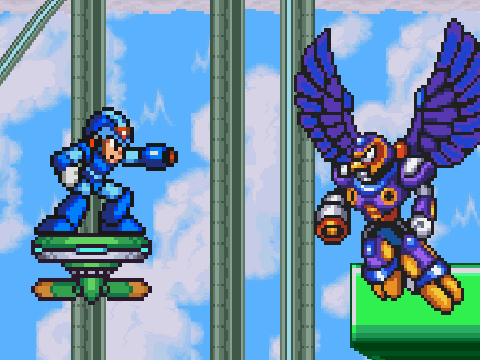 Mega Man X fan game test logo - Storm Eagle stage platformer tribute