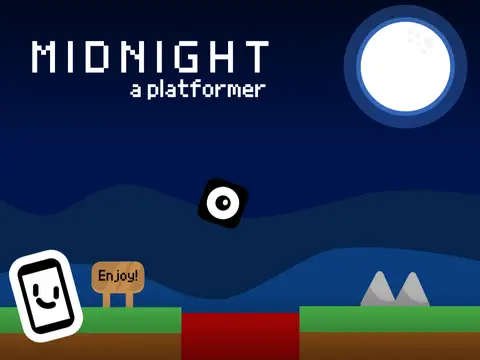 Midnight a platformer game logo featuring night time aesthetic