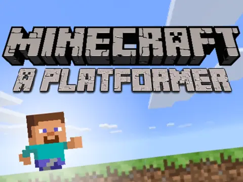 Minecraft nether platformer logo cover featuring Steve with netherite armor in nether landscape