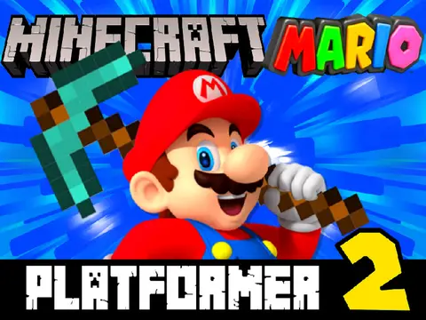 Minecraft Mario Platformer 2 logo cover featuring blocky art and trap remix music branding