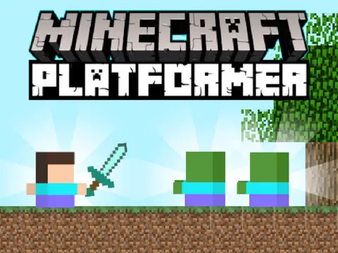 Minecraft platformer April Fools game logo with Minceraft theme and spike hazards
