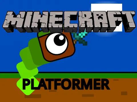 Minecraft Platformer logo - cubic block design with dirt and lava theme