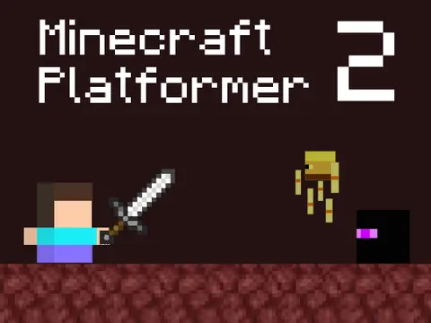 Minecraft Platformer 2 V4 game cover with pixel art style