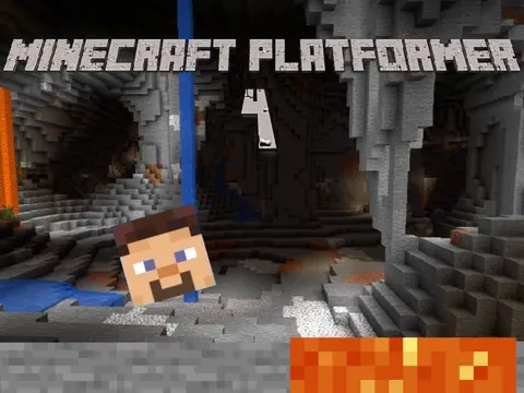 Minecraft Platformer 4 logo featuring Minecraft style terrain and characters