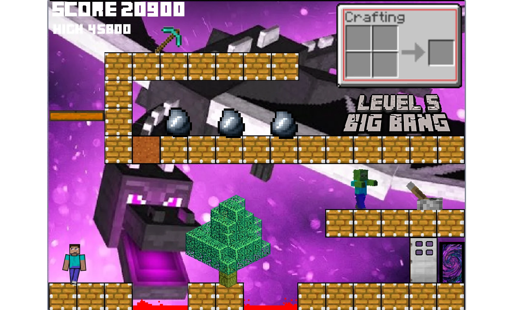 Minecraft Platformer Episode 2 Gameplay Screenshot 3 Featuring Lava Hazard