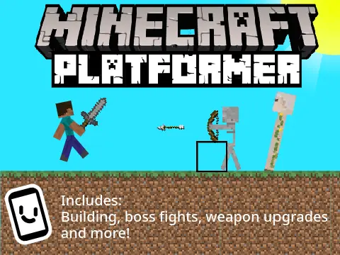 Minecraft Platformer Part 1 not generic logo featuring block terrain and action elements