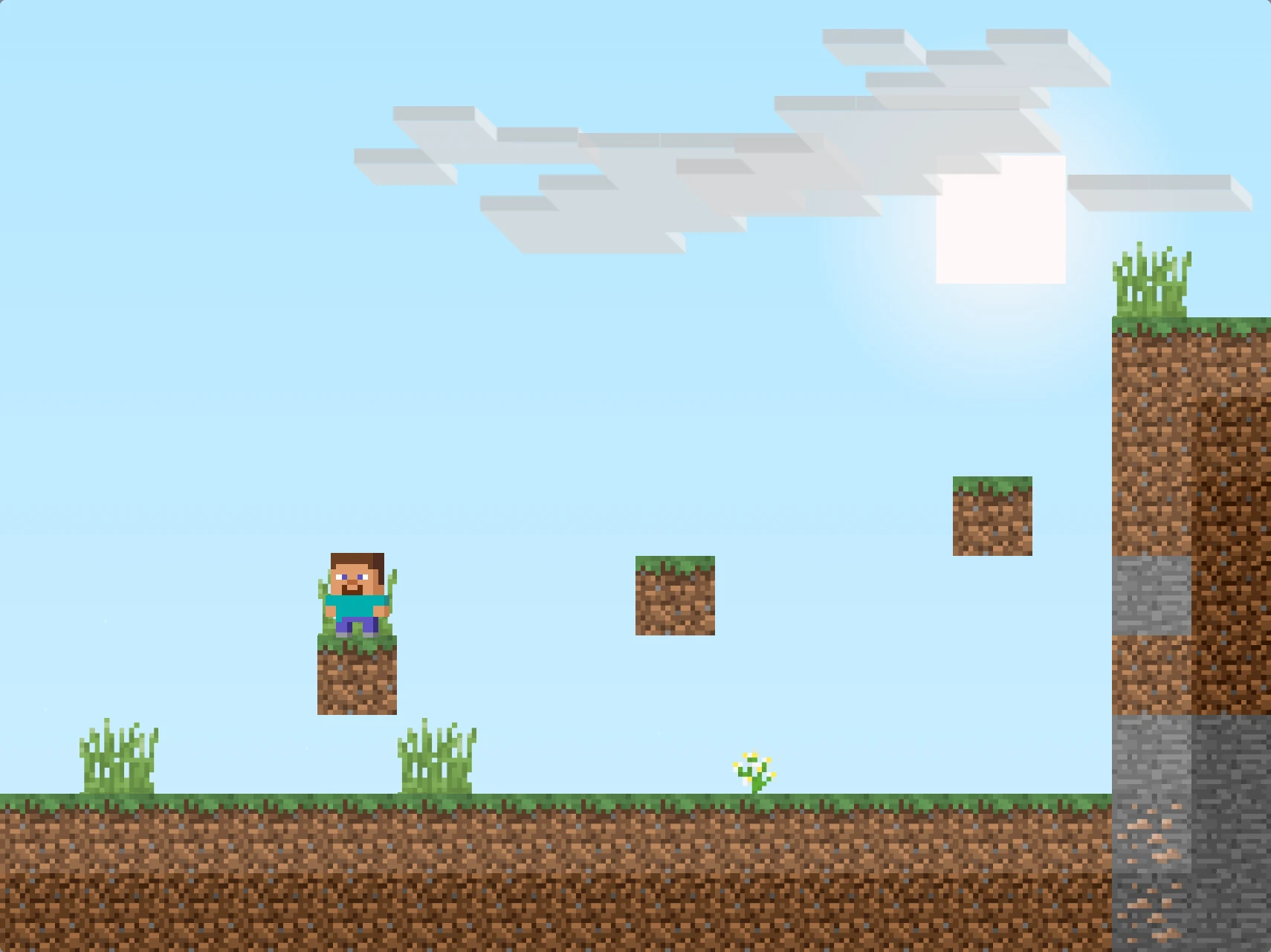 Minecraft Platformer World Demo screenshot featuring platform obstacles