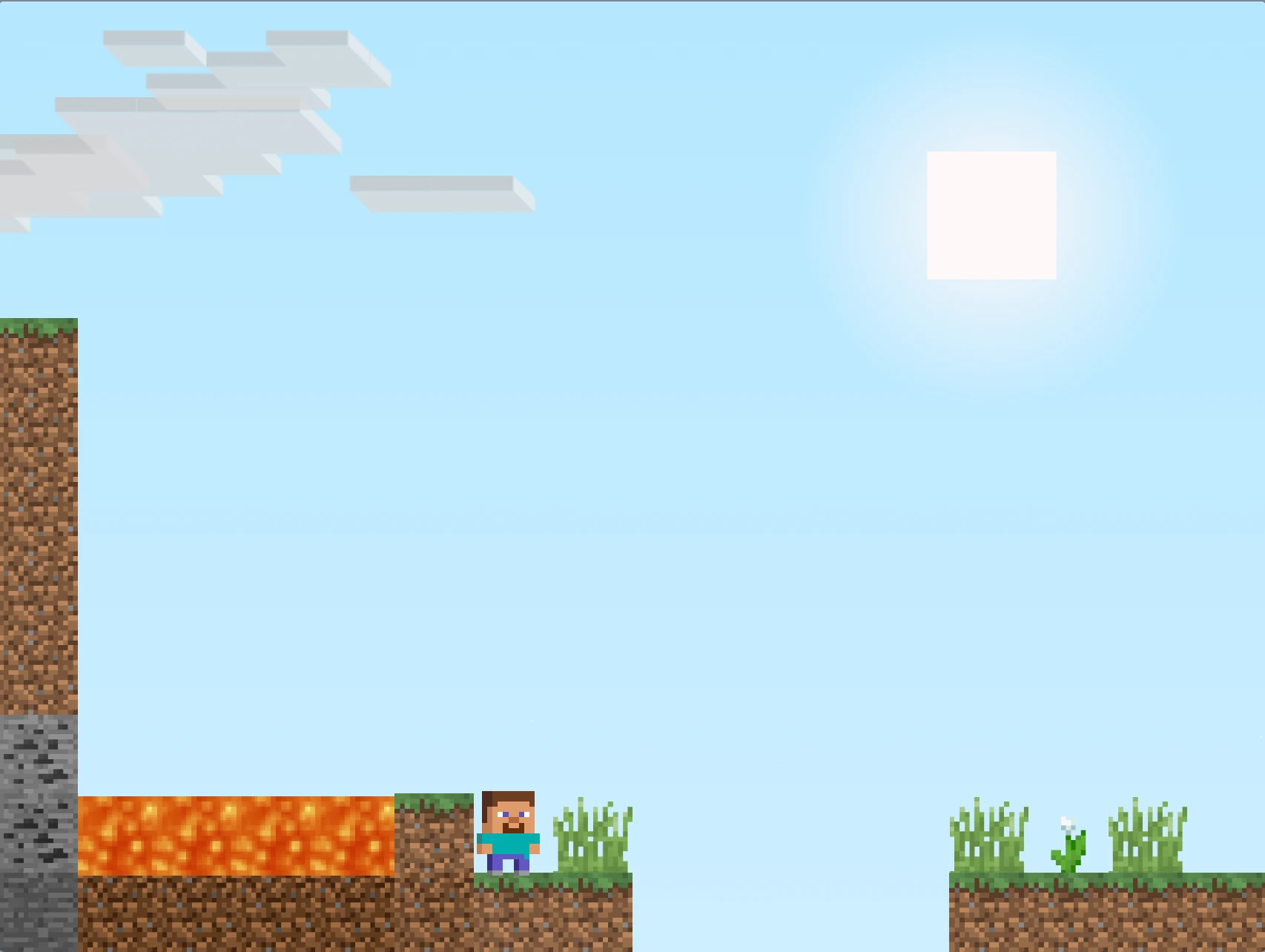 Minecraft Platformer World Demo screenshot demonstrating character jumping