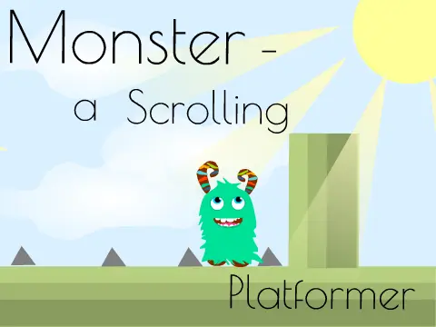 Monster scrolling platformer maze logo cover featuring Pippa character and maze elements