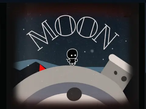 Moon Phenomena 360 platformer logo showing lunar phases and rotational gameplay