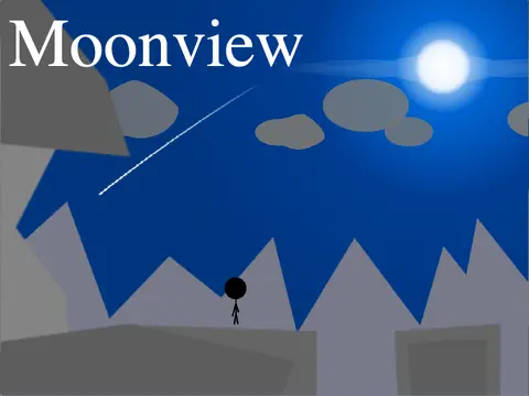Moonview platformer logo - frontier mountain exploration with charge jump mechanic