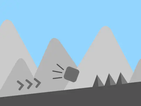 Mountain platformer logo - mountain climbing adventure theme
