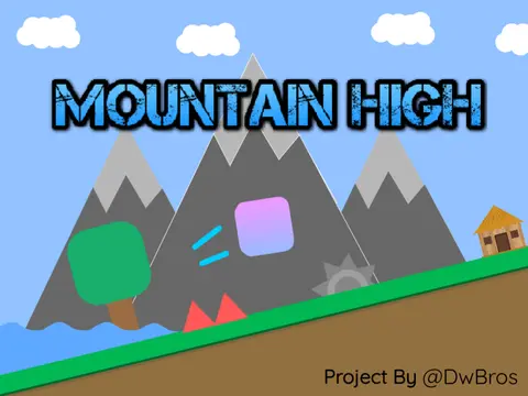 Mountain High Speedrun logo - gradient explorer ascending mountain with hazards