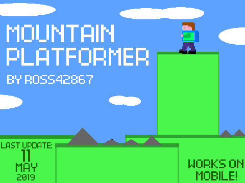Mountain Platformer v2 logo cover with pillar and cloud art