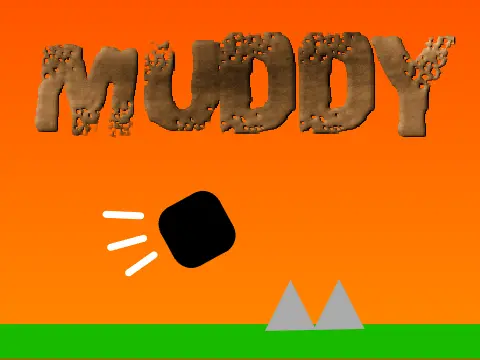 Muddy mobile friendly platformer logo cover with muddy terrain and trampoline
