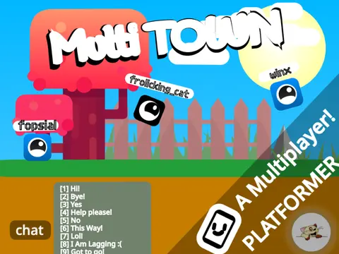 Multi Town multiplayer platformer logo cover featuring detailed town art and huge red tree