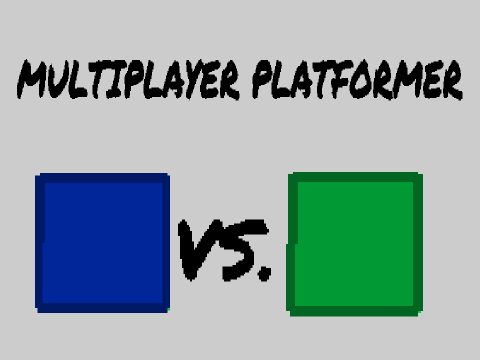 Multiplayer platformer logo featuring green and blue squares competing across levels