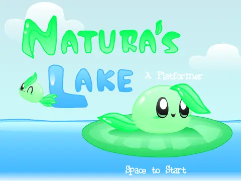 Screenshot from Natura's Lake game showing a nature spirit character in a serene environment