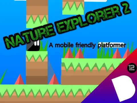 Nature Explorer 2 platformer game logo with explorer character in forest