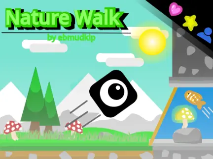 Nature Walk platformer logo featuring serene nature scenery