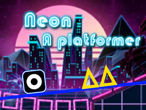 Neon platformer logo - vibrant colorful design with neon aesthetic