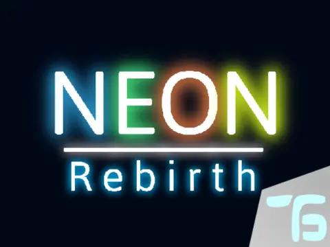 NEON rebirth overlook platformer logo cover featuring neon colors and center circle mechanic