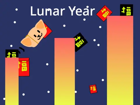 New Year Platformer logo with a festive holiday theme and a red envelope