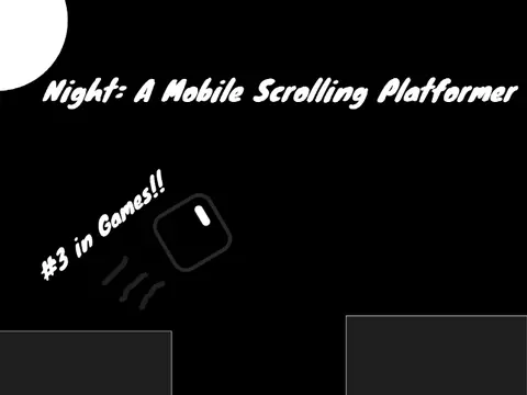Night mobile scrolling platformer logo with rain and atmospheric night theme